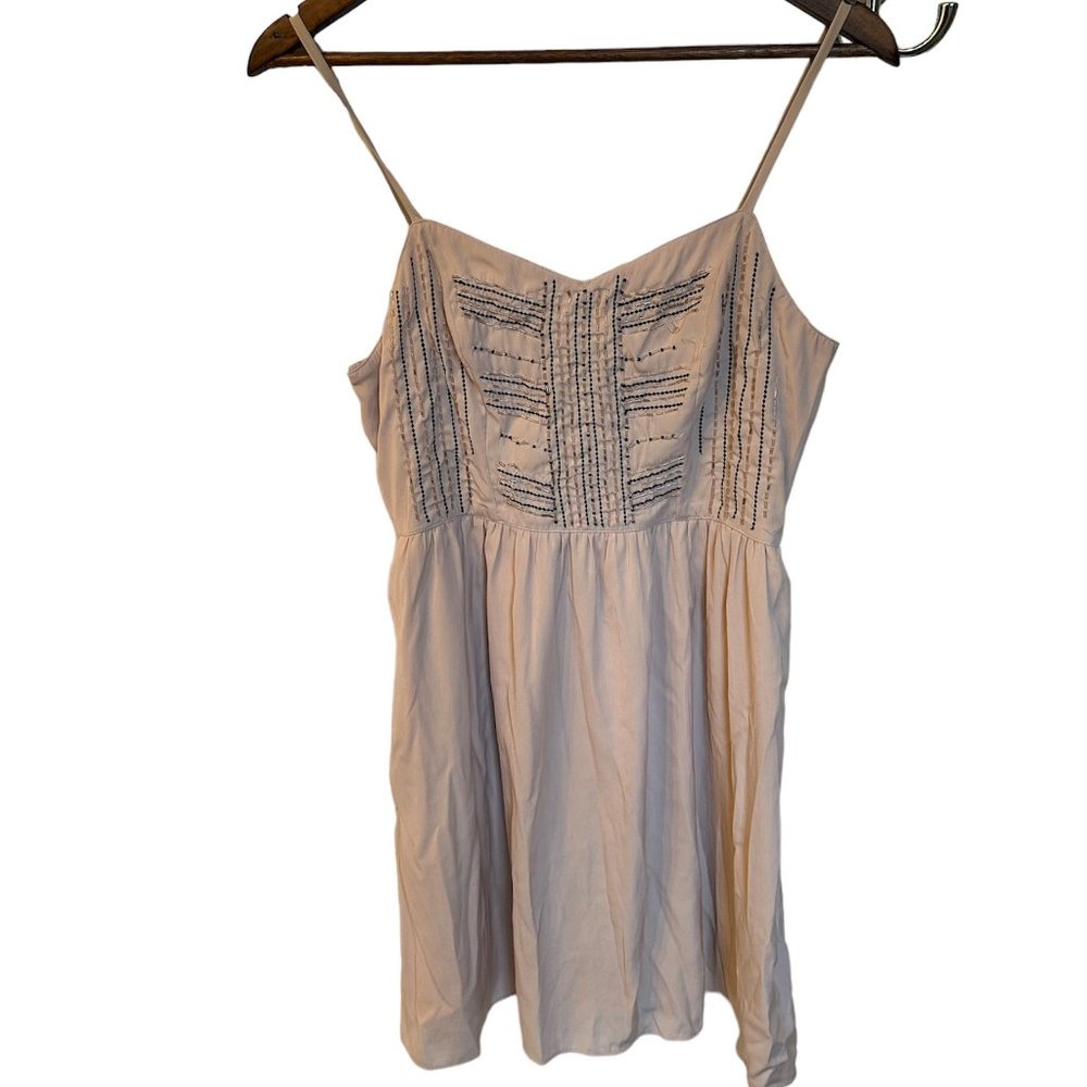 American Eagle Beaded Skater Dress, Light Pink, 6